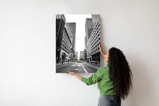 Poster Nyc Gelbe Taxis Auf Schwarz-Weißer Straße