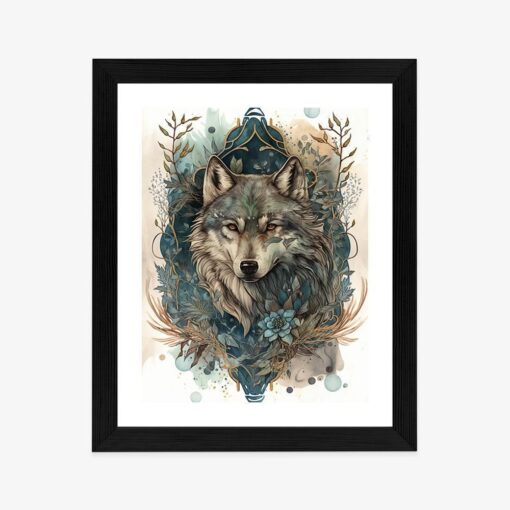 Poster Ornament Mit Einem Wolf