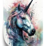 Poster Pastellaquarell Mit Einem Einhorn