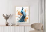 Poster Pfau Und Bemalte Blumen