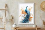 Poster Pfau Und Bemalte Blumen