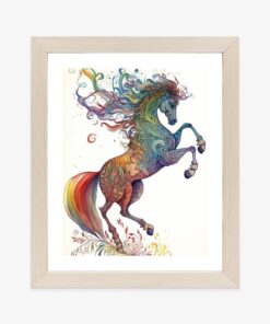 Poster Pferd Mit Regenbogenornamenten