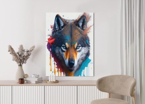 Poster Porträt Eines Wolfes In Verschiedenen Farben