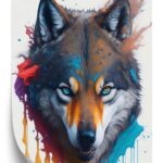 Poster Porträt Eines Wolfes In Verschiedenen Farben