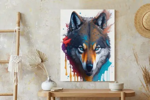 Poster Porträt Eines Wolfes In Verschiedenen Farben