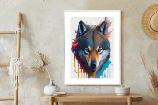 Poster Porträt Eines Wolfes In Verschiedenen Farben