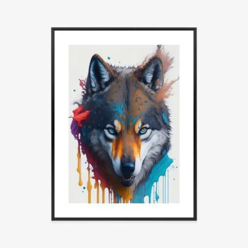 Poster Porträt Eines Wolfes In Verschiedenen Farben