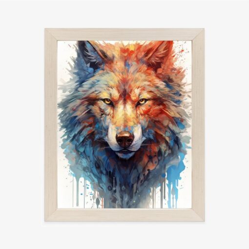 Poster Porträt Mit Einem Wolfskopf