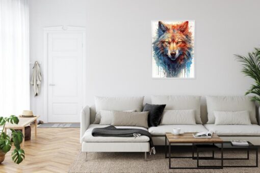 Poster Porträt Mit Einem Wolfskopf