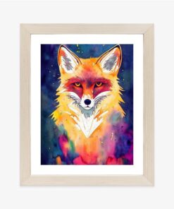Poster Portrait Of Wild Fox Watercolor Wallpaper Painting Animal