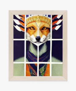Poster Red Tribal Fox Portrait. Vintage Hand Drawn For T-Shirt Poster Clothes.