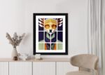 Poster Red Tribal Fox Portrait. Vintage Hand Drawn For T-Shirt Poster Clothes.