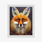 Poster Red Tribal Fox Portrait. Vintage Hand Drawn For T-Shirt Poster Clothes.