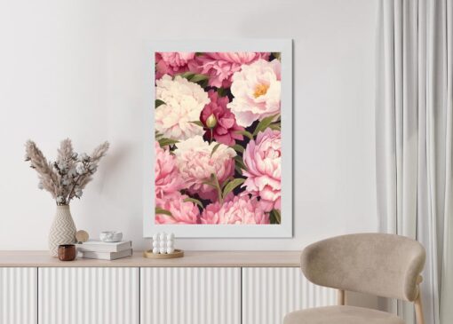 Poster Rosa Pfingstrosen Romantisches Blumenmuster