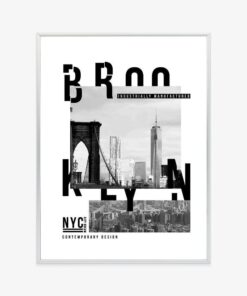 Poster Schwarz-Weiß-Collage Brooklyn Nyc