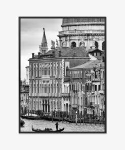 Poster Schwarz-Weiße Gondel Auf Dem Canal Grande