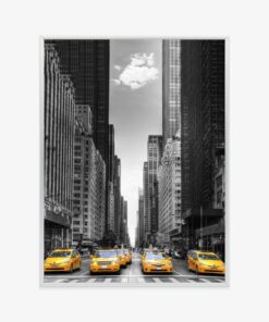 Poster Schwarz-Weiße New Yorker Straße Mit Gelben Taxis