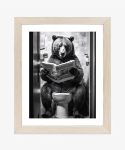 Poster Schwarz-Weißer Bär In Der Toilette