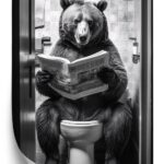 Poster Schwarz-Weißer Bär In Der Toilette