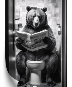 Poster Schwarz-Weißer Bär In Der Toilette