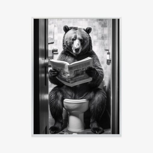 Poster Schwarz-Weißer Bär In Der Toilette