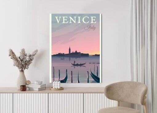 Poster Sonnenuntergang In Venedig Mit Gondeln