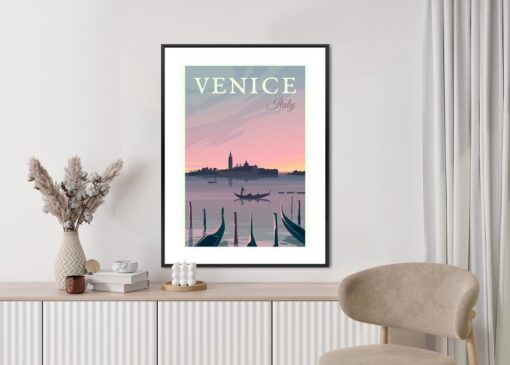 Poster Sonnenuntergang In Venedig Mit Gondeln