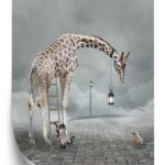 Poster Surreale Giraffenkatzenleiter Und Lampe