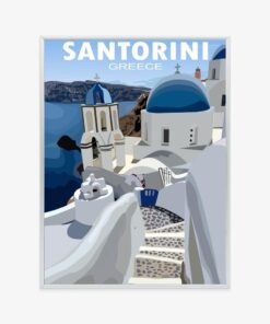 Poster Typische Griechische Gebäude Mit Blauen Dächern Auf Santorini