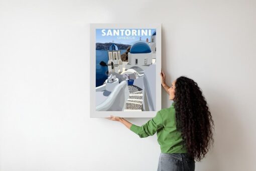 Poster Typische Griechische Gebäude Mit Blauen Dächern Auf Santorini