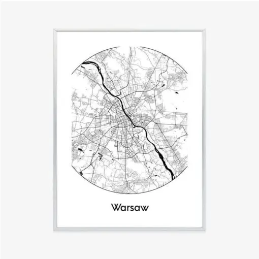 Poster Warschauer Minimalistische Karte Im Kreis