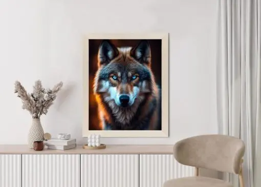 Poster Wolf Mit Bedrohlichen Blauen Augen