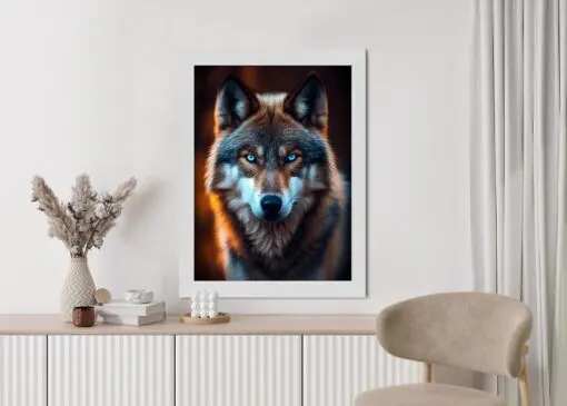 Poster Wolf Mit Bedrohlichen Blauen Augen