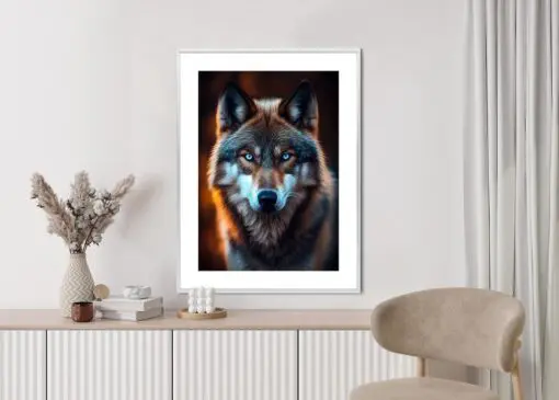 Poster Wolf Mit Bedrohlichen Blauen Augen