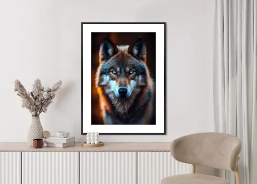 Poster Wolf Mit Bedrohlichen Blauen Augen