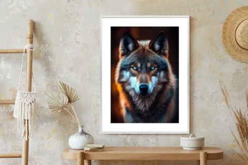 Poster Wolf Mit Bedrohlichen Blauen Augen