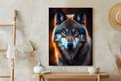 Poster Wolf Mit Bedrohlichen Blauen Augen