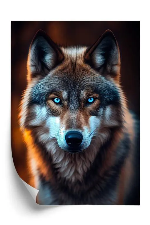 Poster Wolf Mit Bedrohlichen Blauen Augen
