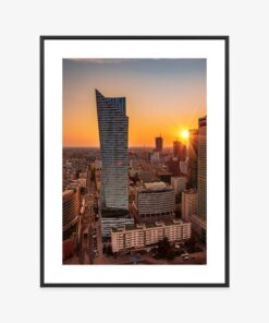 Poster Wolkenkratzer In Warschau Bei Sonnenuntergang