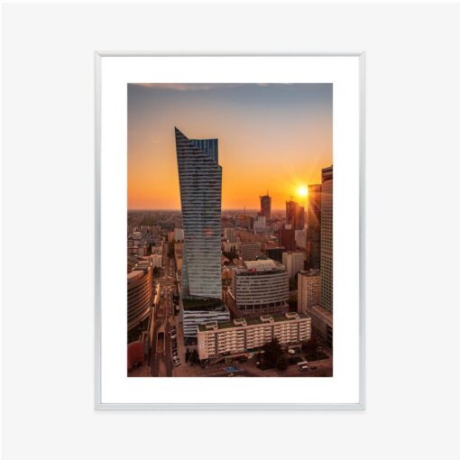 Poster Wolkenkratzer In Warschau Bei Sonnenuntergang