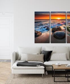 Mehrteiliges Bild 3D-Strandsonnenuntergang