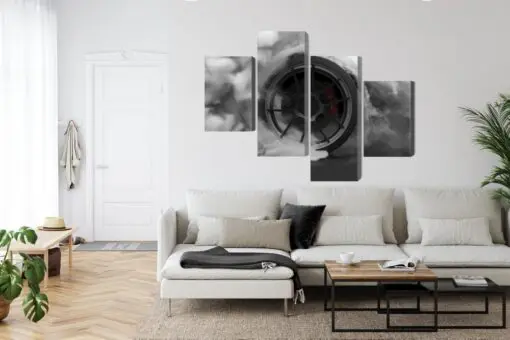 Mehrteiliges Bild Autorad In Einer Rauchwolke 3D