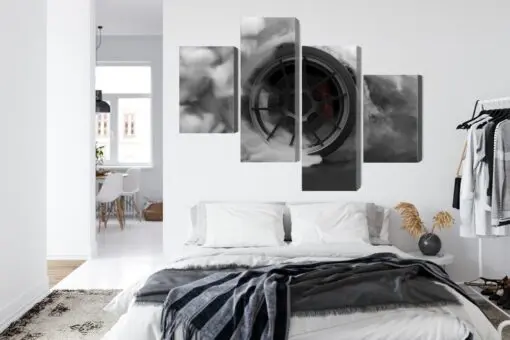 Mehrteiliges Bild Autorad In Einer Rauchwolke 3D