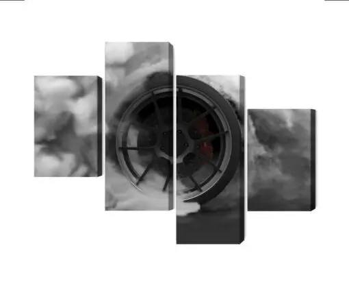 Mehrteiliges Bild Autorad In Einer Rauchwolke 3D