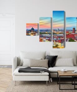 Mehrteiliges Bild Bunter Himmel Und Berlin-Panorama