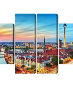 Mehrteiliges Bild Bunter Himmel Und Berlin-Panorama