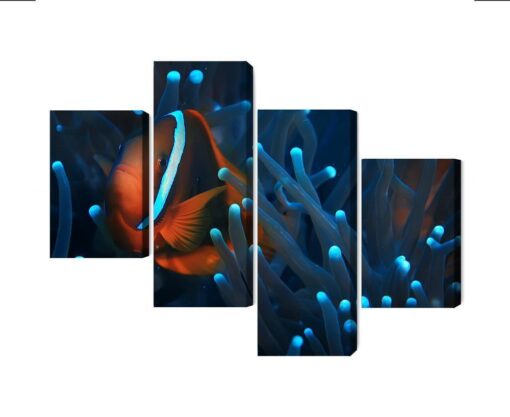 Mehrteiliges Bild Clownfisch In Einer 3D-Anemone