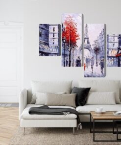 Mehrteiliges Bild Der Blick Auf Die Pariser Straße Wie Gemalt