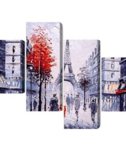 Mehrteiliges Bild Der Blick Auf Die Pariser Straße Wie Gemalt