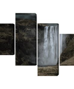 Mehrteiliges Bild Der Majestätische Wasserfall Skógafoss